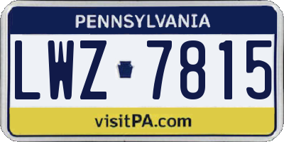 PA license plate LWZ7815