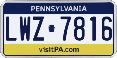 PA license plate LWZ7816
