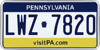 PA license plate LWZ7820
