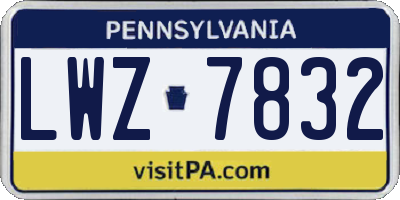 PA license plate LWZ7832