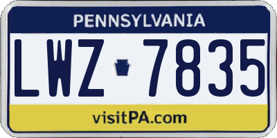 PA license plate LWZ7835