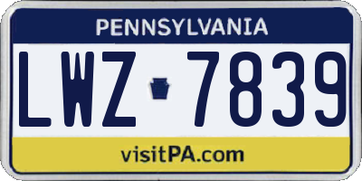 PA license plate LWZ7839