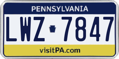 PA license plate LWZ7847