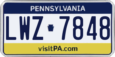 PA license plate LWZ7848