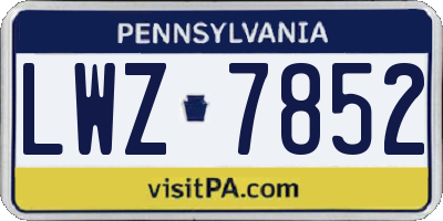PA license plate LWZ7852