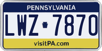 PA license plate LWZ7870