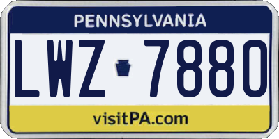 PA license plate LWZ7880