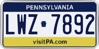 PA license plate LWZ7892