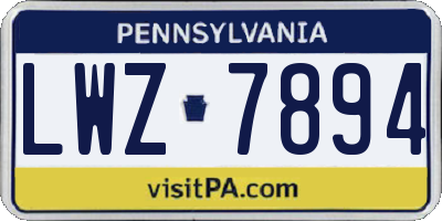 PA license plate LWZ7894