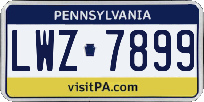 PA license plate LWZ7899