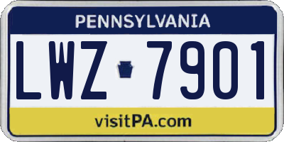 PA license plate LWZ7901