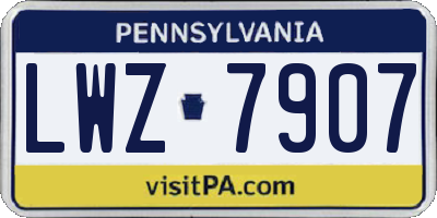 PA license plate LWZ7907