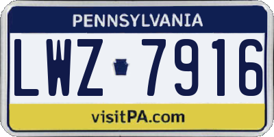 PA license plate LWZ7916