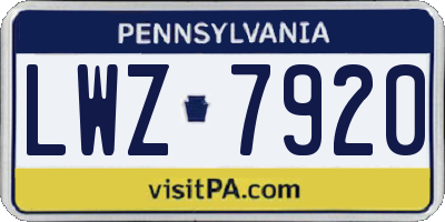 PA license plate LWZ7920