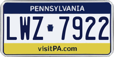 PA license plate LWZ7922
