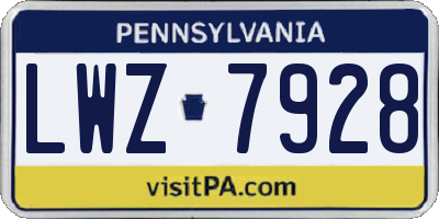 PA license plate LWZ7928