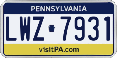 PA license plate LWZ7931