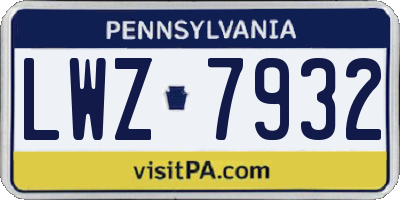 PA license plate LWZ7932