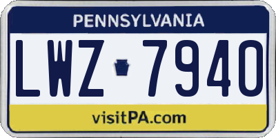 PA license plate LWZ7940