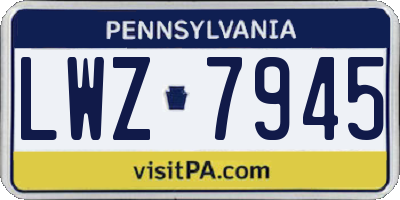 PA license plate LWZ7945