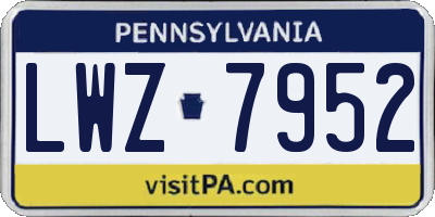PA license plate LWZ7952