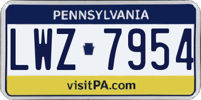 PA license plate LWZ7954
