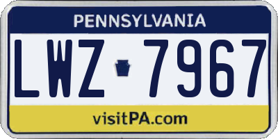PA license plate LWZ7967