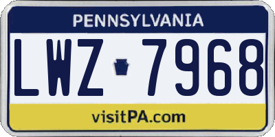 PA license plate LWZ7968