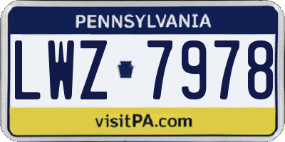 PA license plate LWZ7978