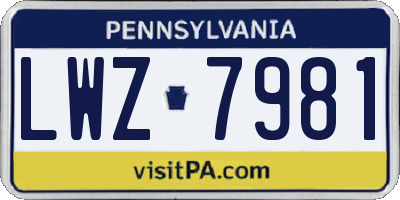 PA license plate LWZ7981
