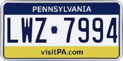 PA license plate LWZ7994