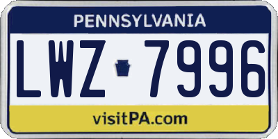PA license plate LWZ7996