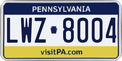 PA license plate LWZ8004