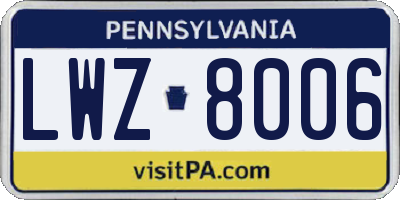 PA license plate LWZ8006