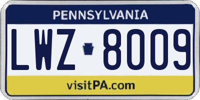 PA license plate LWZ8009