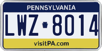 PA license plate LWZ8014