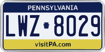 PA license plate LWZ8029
