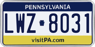 PA license plate LWZ8031