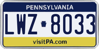 PA license plate LWZ8033