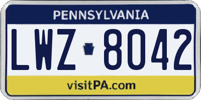 PA license plate LWZ8042