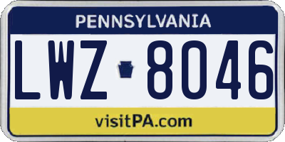 PA license plate LWZ8046
