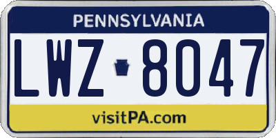 PA license plate LWZ8047