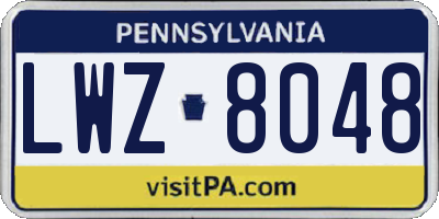 PA license plate LWZ8048
