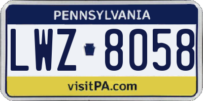 PA license plate LWZ8058