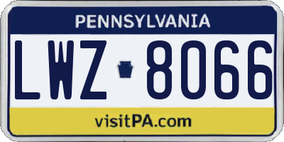 PA license plate LWZ8066