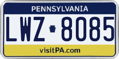 PA license plate LWZ8085