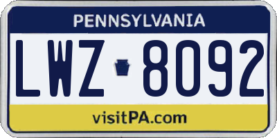 PA license plate LWZ8092