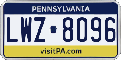 PA license plate LWZ8096