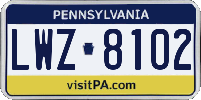 PA license plate LWZ8102