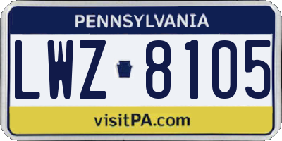 PA license plate LWZ8105